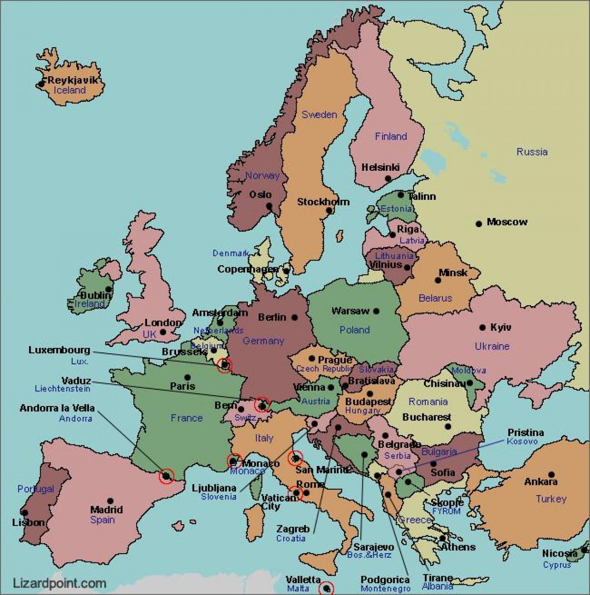 Karta över bukarest i europa