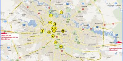 Karta över sevärdheter i bukarest 