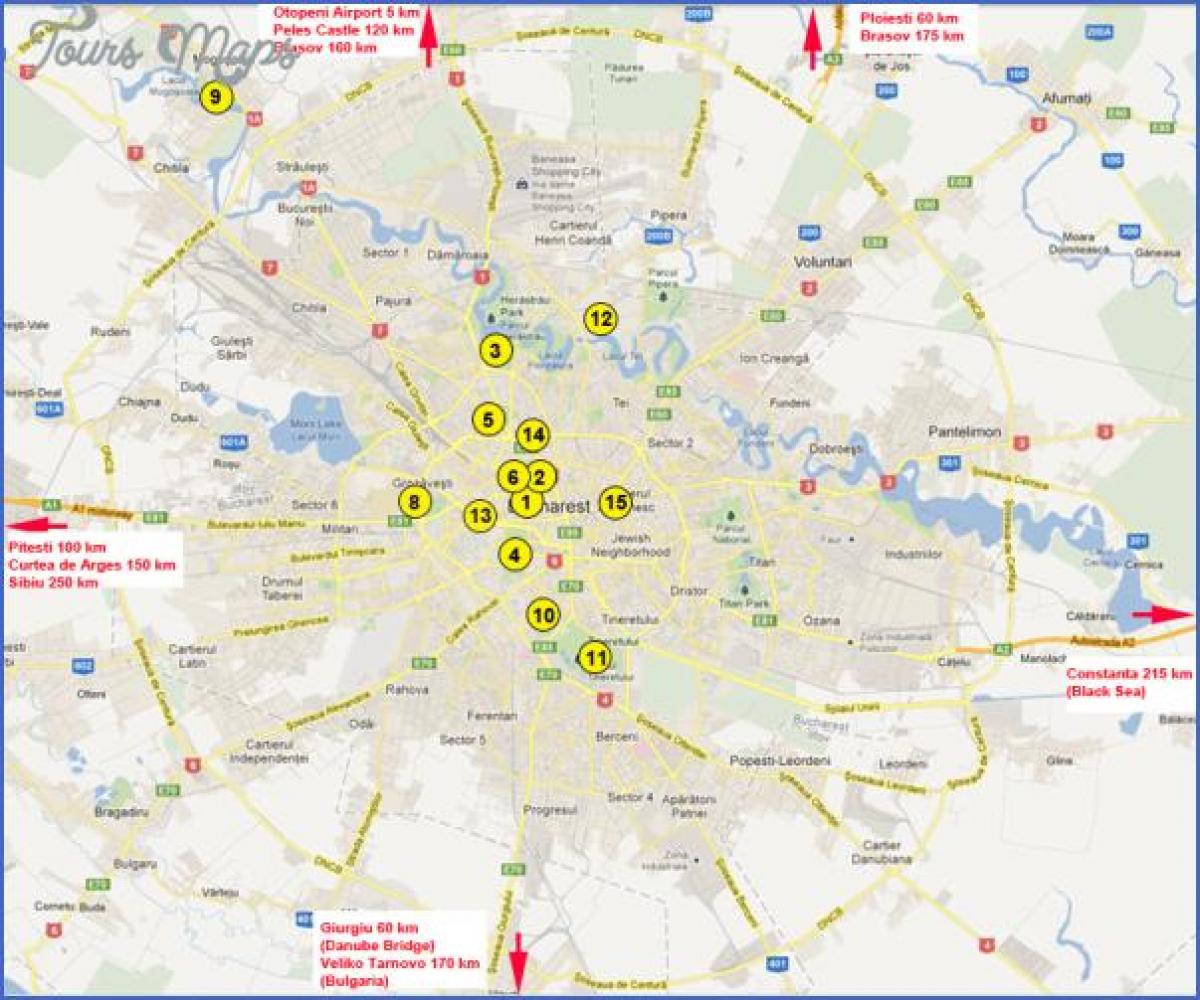 Karta över sevärdheter i bukarest 